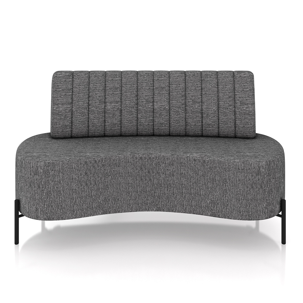 Sofá Living Decorativo 2 Lugares 1,60M Katara Pés de Ferro Linho Grafite G33 - Gran Belo