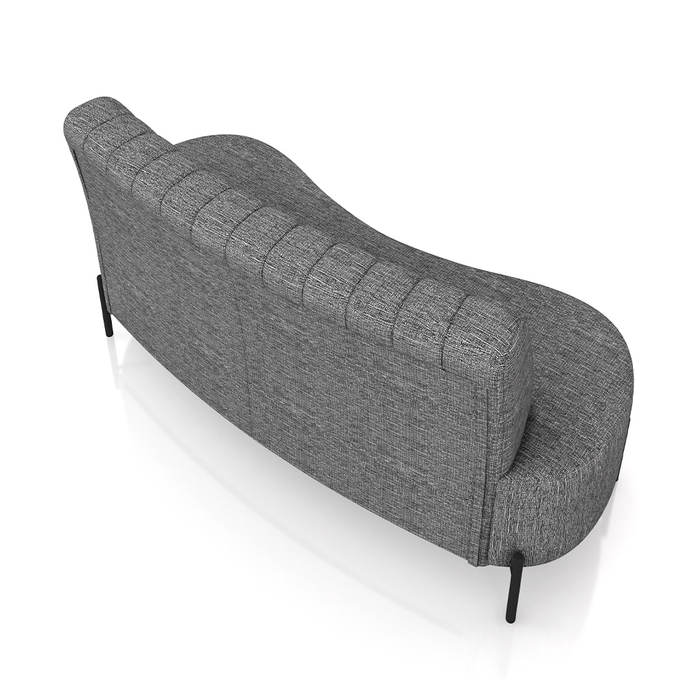 Sofá Living Decorativo 2 Lugares 1,60M Katara Pés de Ferro Linho Grafite G33 - Gran Belo