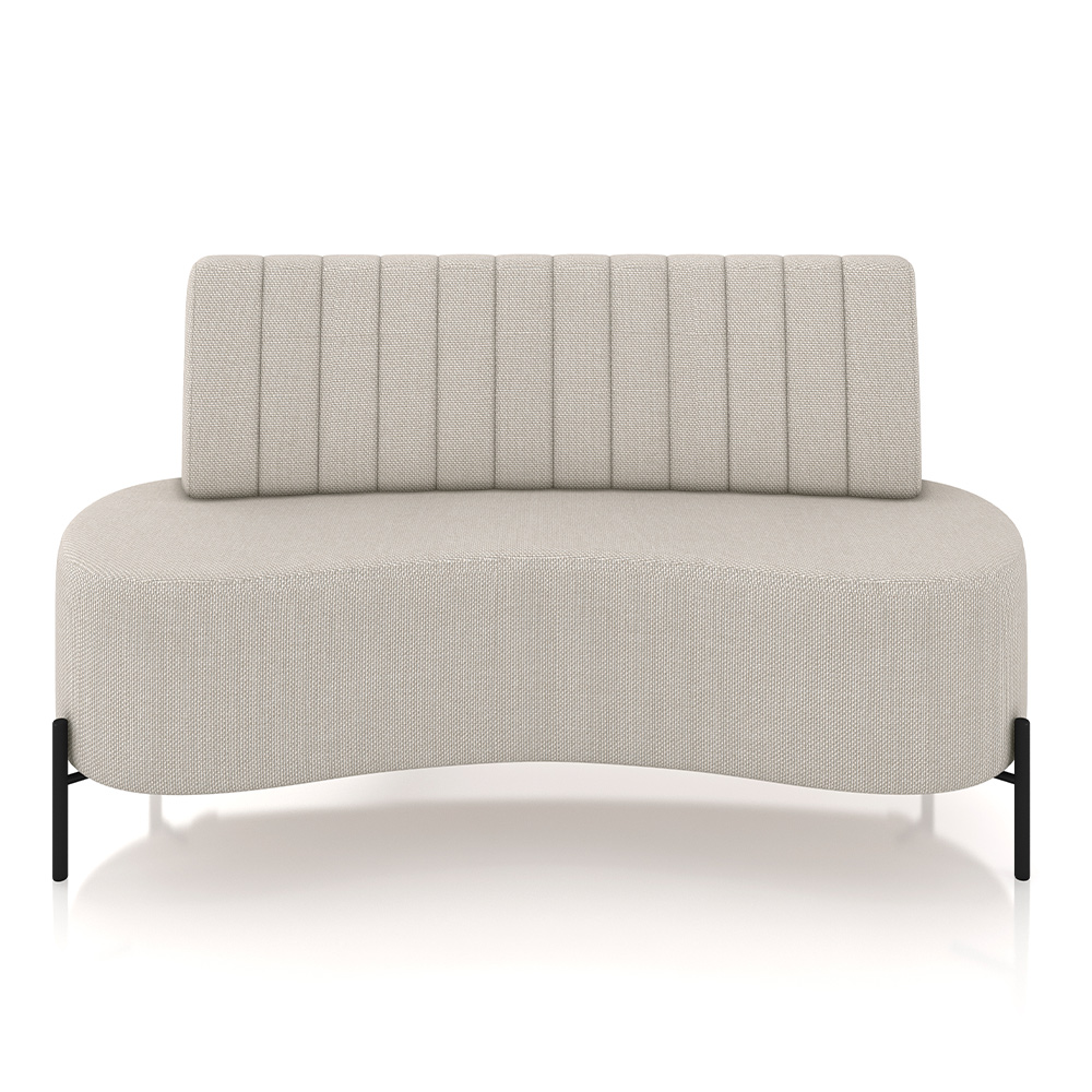 Sofá Living Decorativo 2 Lugares 1,60M Katara Pés de Ferro Linho Rústico Off White   G33 - Gran Belo