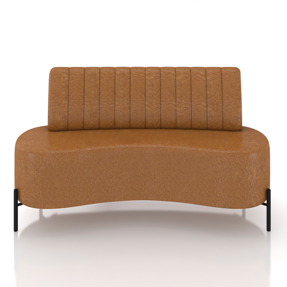 Sofá Living Decorativo 2 Lugares 1,60M Katara Pés de Ferro PU Caramelo G33 - Gran Belo