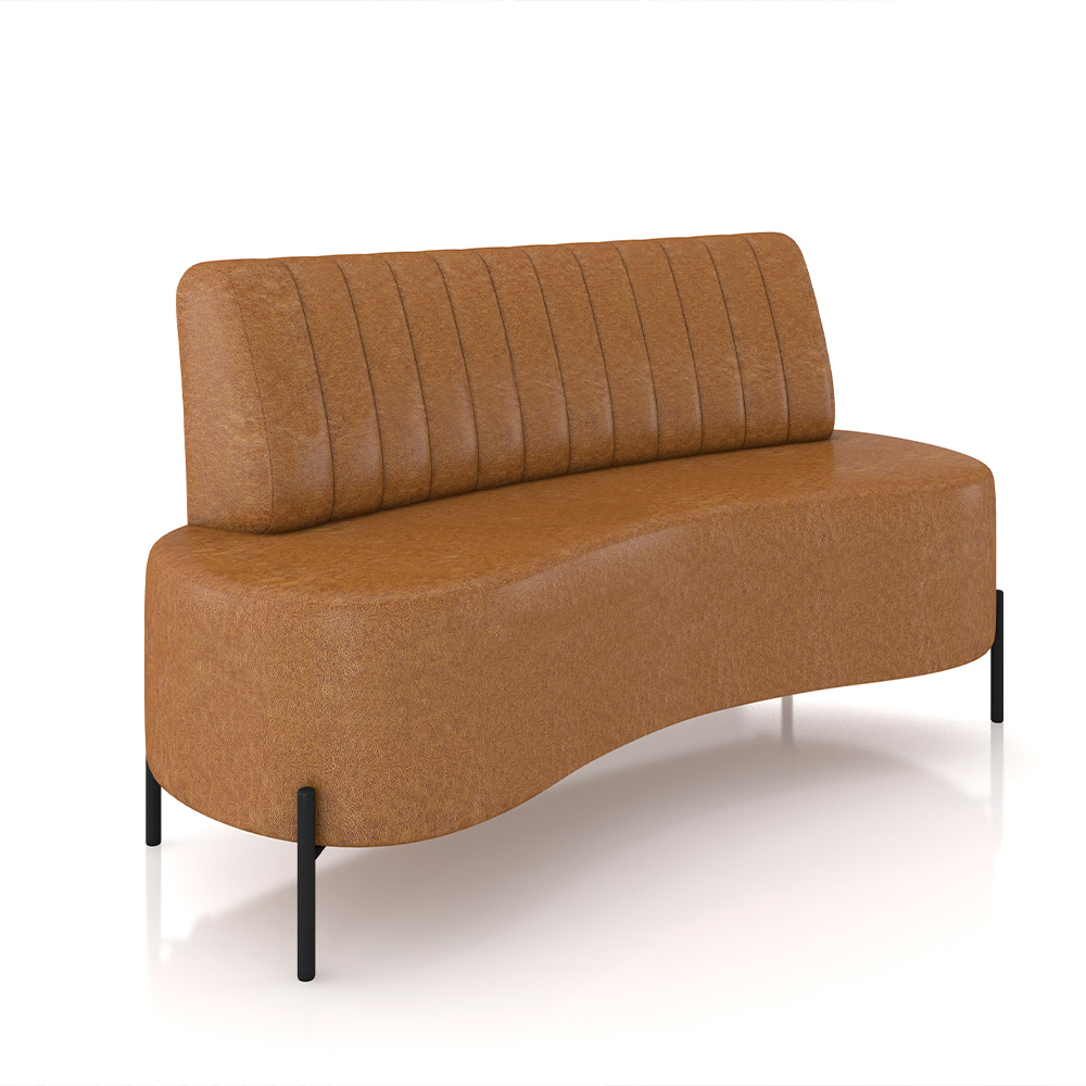 Sofá Living Decorativo 2 Lugares 1,60M Katara Pés de Ferro PU Caramelo G33 - Gran Belo
