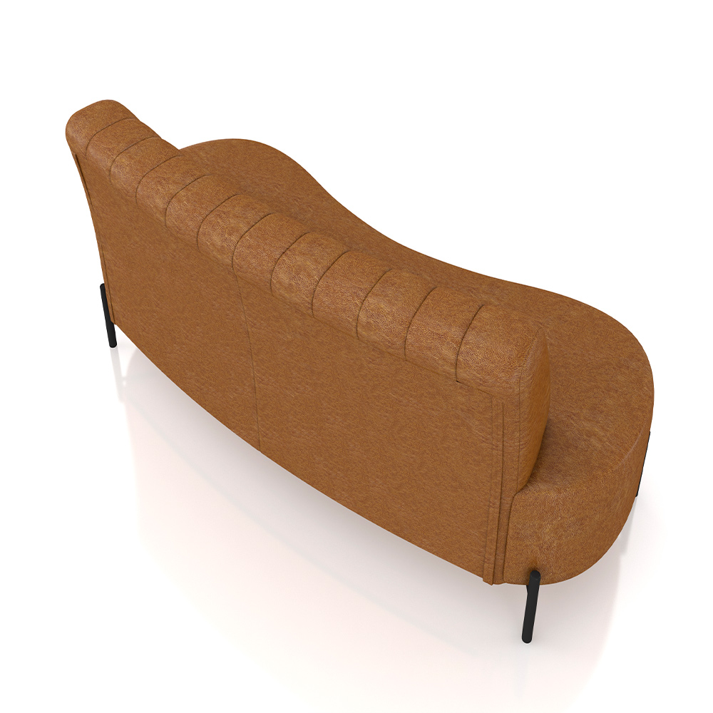 Sofá Living Decorativo 2 Lugares 1,60M Katara Pés de Ferro PU Caramelo G33 - Gran Belo