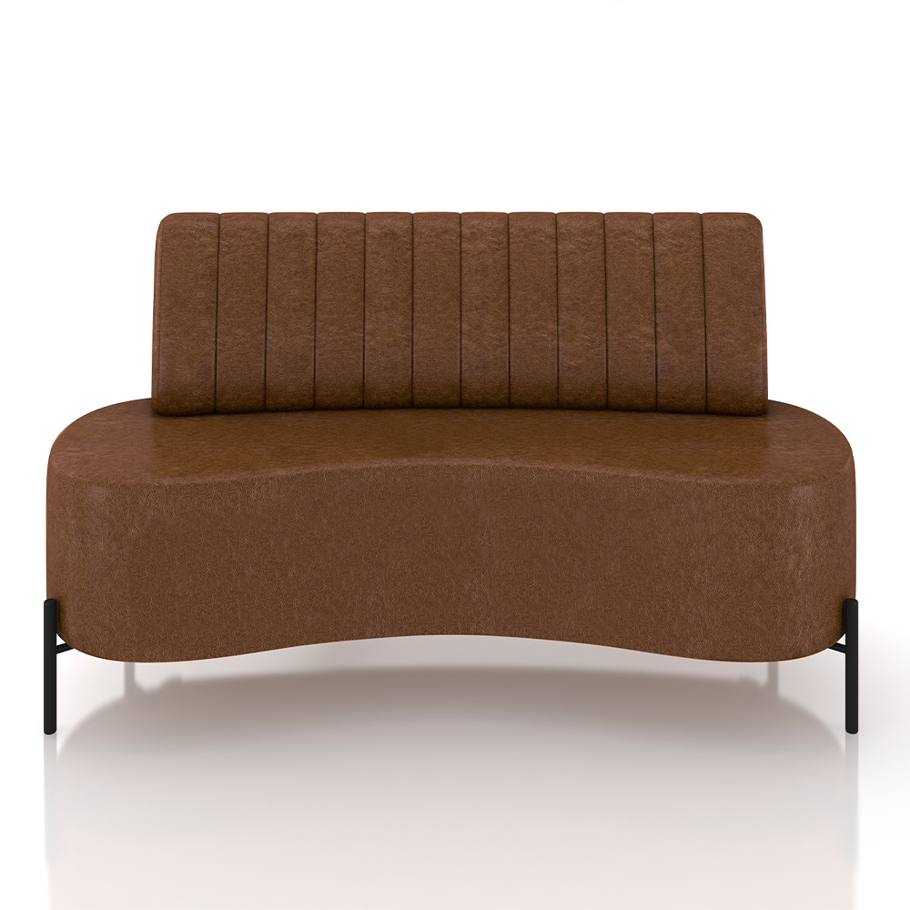 Sofá Living Decorativo 2 Lugares 1,60M Katara Pés de Ferro PU Marrom G33 - Gran Belo