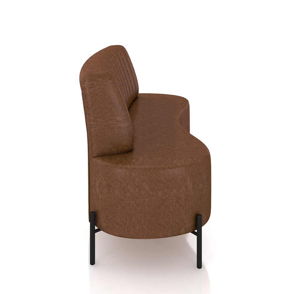 Sofá Living Decorativo 2 Lugares 1,60M Katara Pés de Ferro PU Marrom G33 - Gran Belo