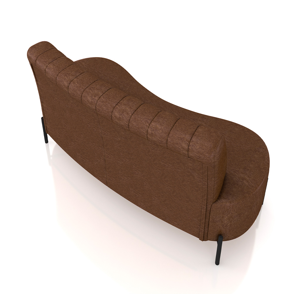 Sofá Living Decorativo 2 Lugares 1,60M Katara Pés de Ferro PU Marrom G33 - Gran Belo