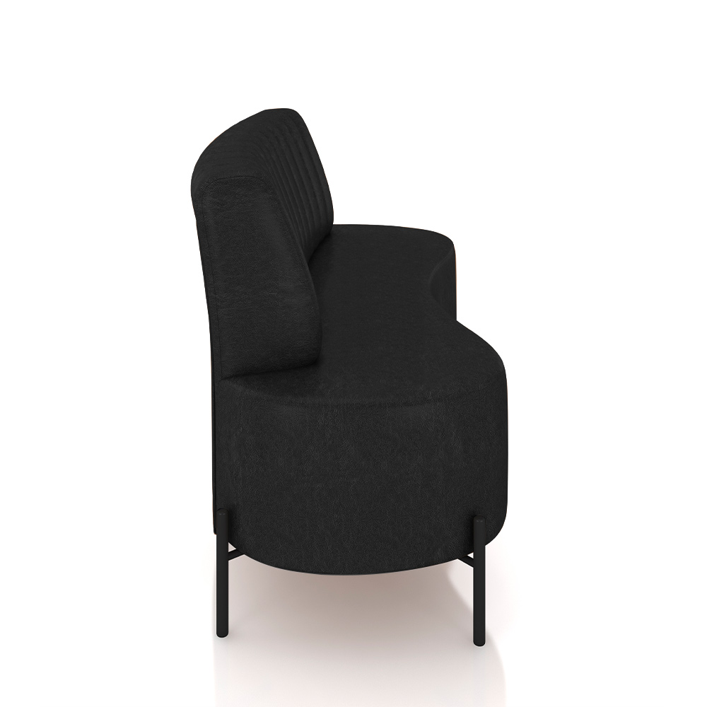 Sofá Living Decorativo 2 Lugares 1,60M Katara Pés de Ferro PU Preto G33 - Gran Belo