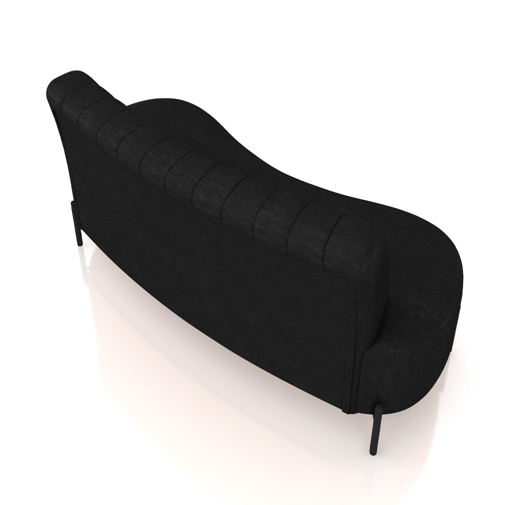 Sofá Living Decorativo 2 Lugares 1,60M Katara Pés de Ferro PU Preto G33 - Gran Belo