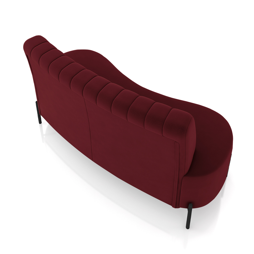 Sofá Living Decorativo 2 Lugares 1,60M Katara Pés de Ferro Veludo Bordô G33 - Gran Belo