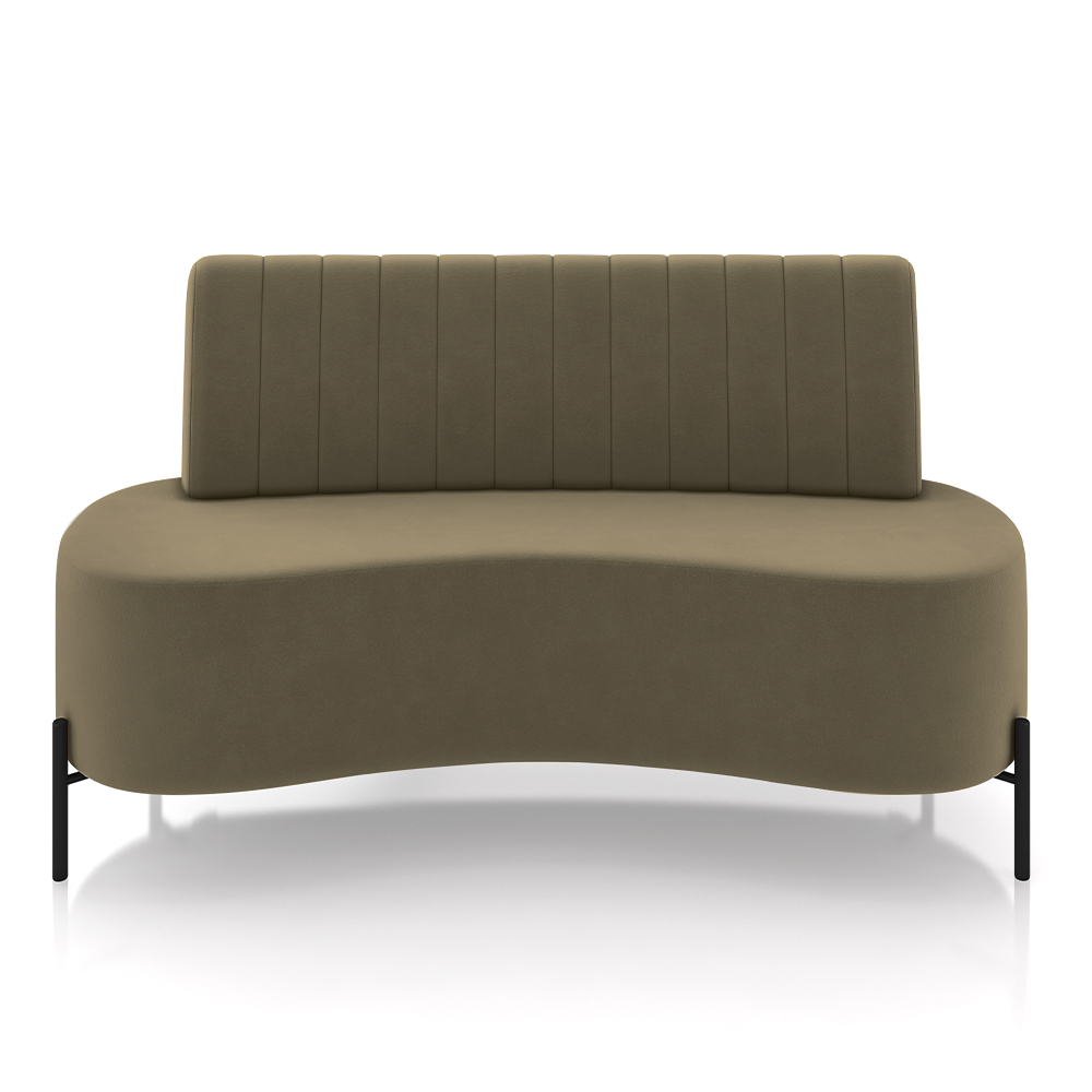Sofá Living Decorativo 2 Lugares 1,60M Katara Pés de Ferro Veludo Castor G33 - Gran Belo