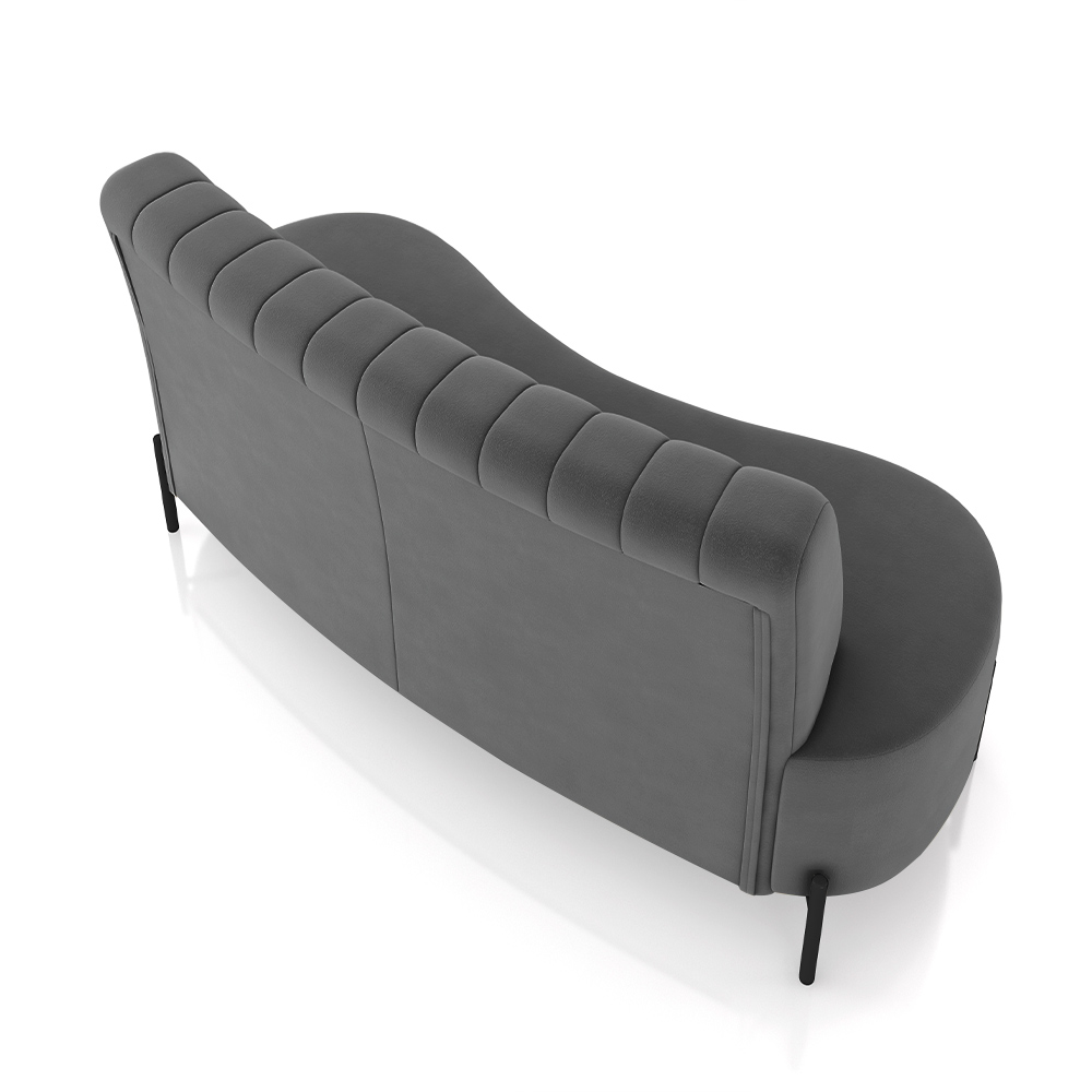 Sofá Living Decorativo 2 Lugares 1,60M Katara Pés de Ferro Veludo Grafite G33 - Gran Belo