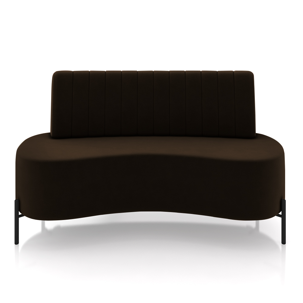 Sofá Living Decorativo 2 Lugares 1,60M Katara Pés de Ferro Veludo Marrom G33 - Gran Belo