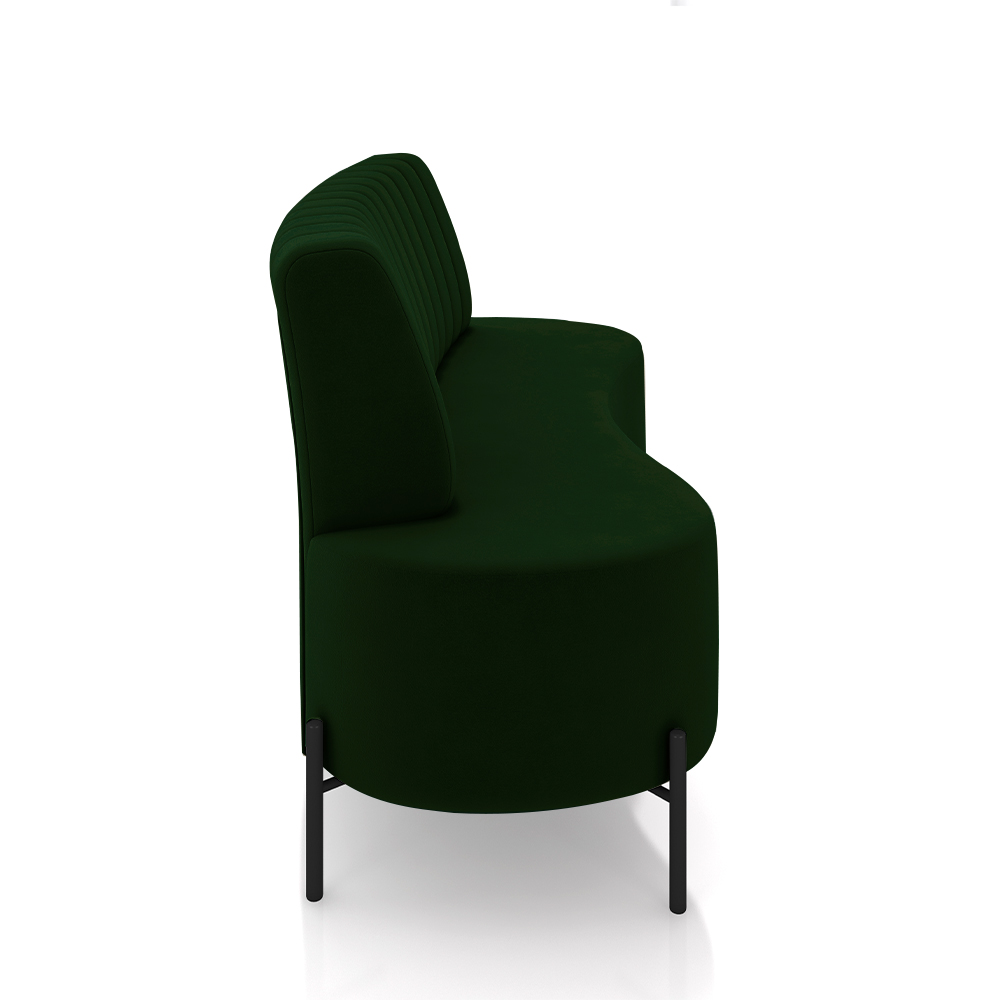 Sofá Living Decorativo 2 Lugares 1,60M Katara Pés de Ferro Veludo Verde G33 - Gran Belo