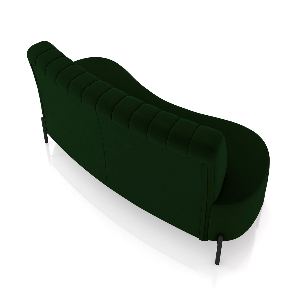 Sofá Living Decorativo 2 Lugares 1,60M Katara Pés de Ferro Veludo Verde G33 - Gran Belo