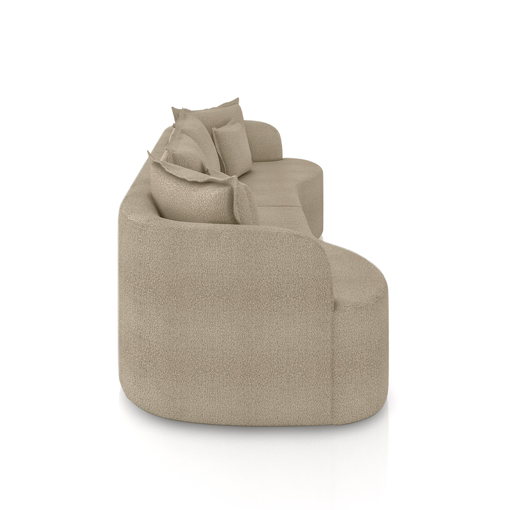 Sofá Living Decorativo Salinas 2 Lugares com Almofadas 210cm Modulado Bouclê Bege G33 - Gran Belo