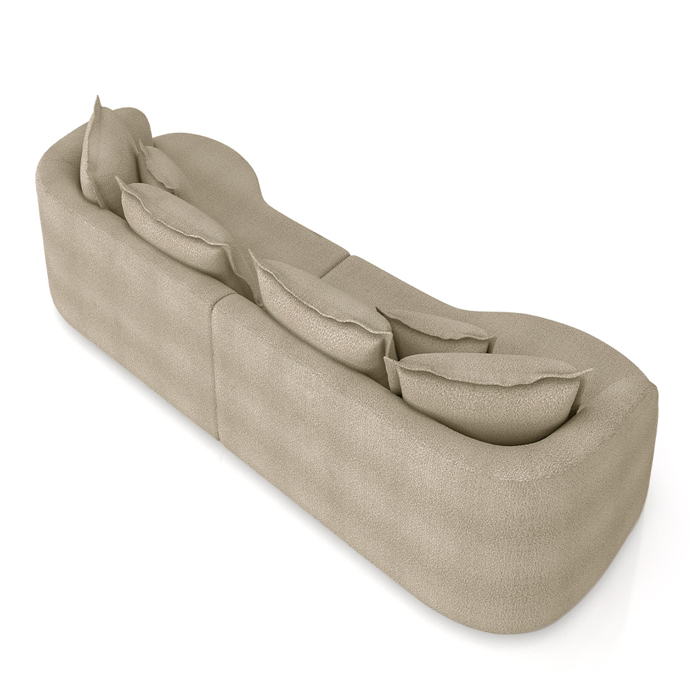 Sofá Living Decorativo Salinas 2 Lugares com Almofadas 210cm Modulado Bouclê Bege G33 - Gran Belo