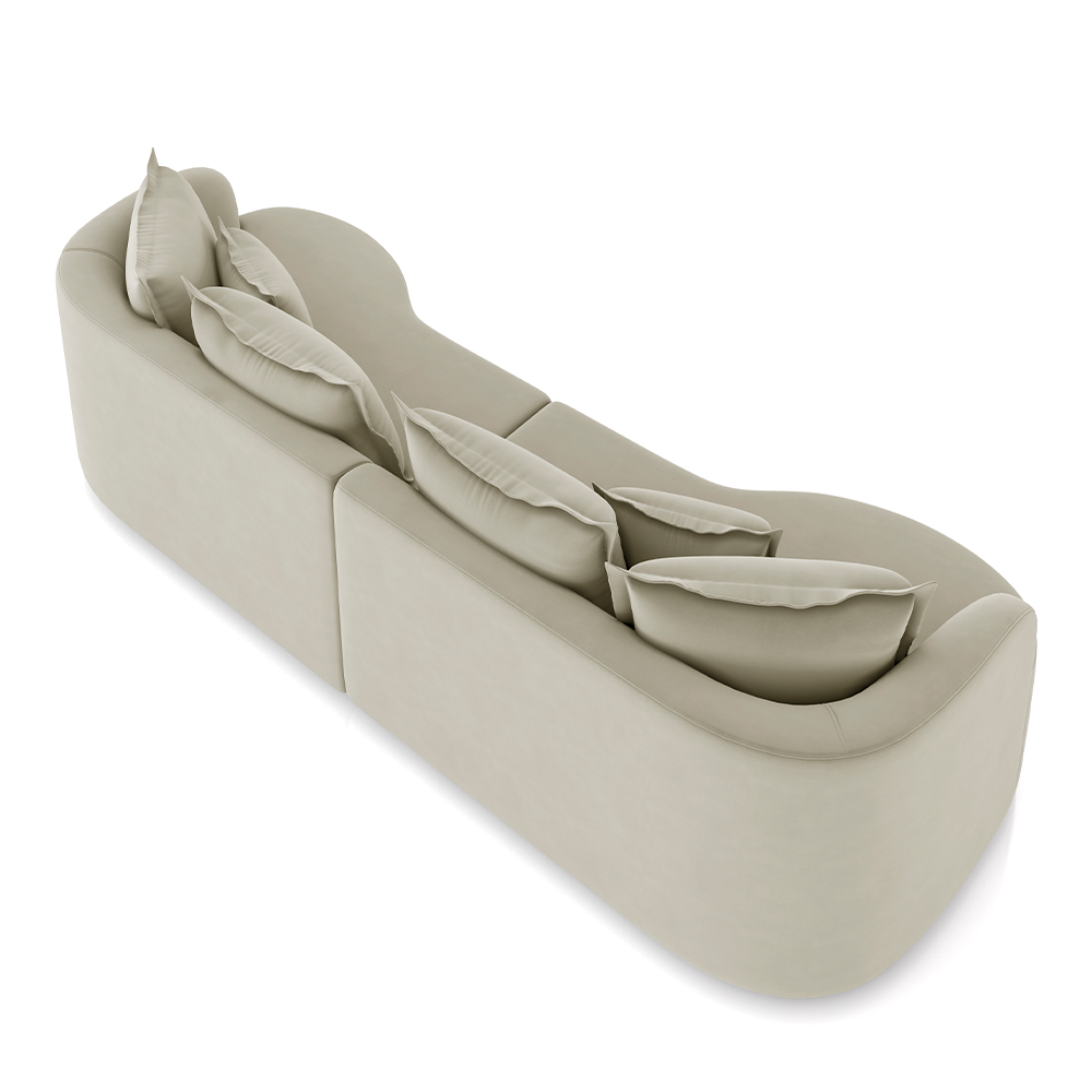 Sofá Living Decorativo Salinas 2 Lugares com Almofadas 210cm Modulado Veludo Bege G33 - Gran Belo