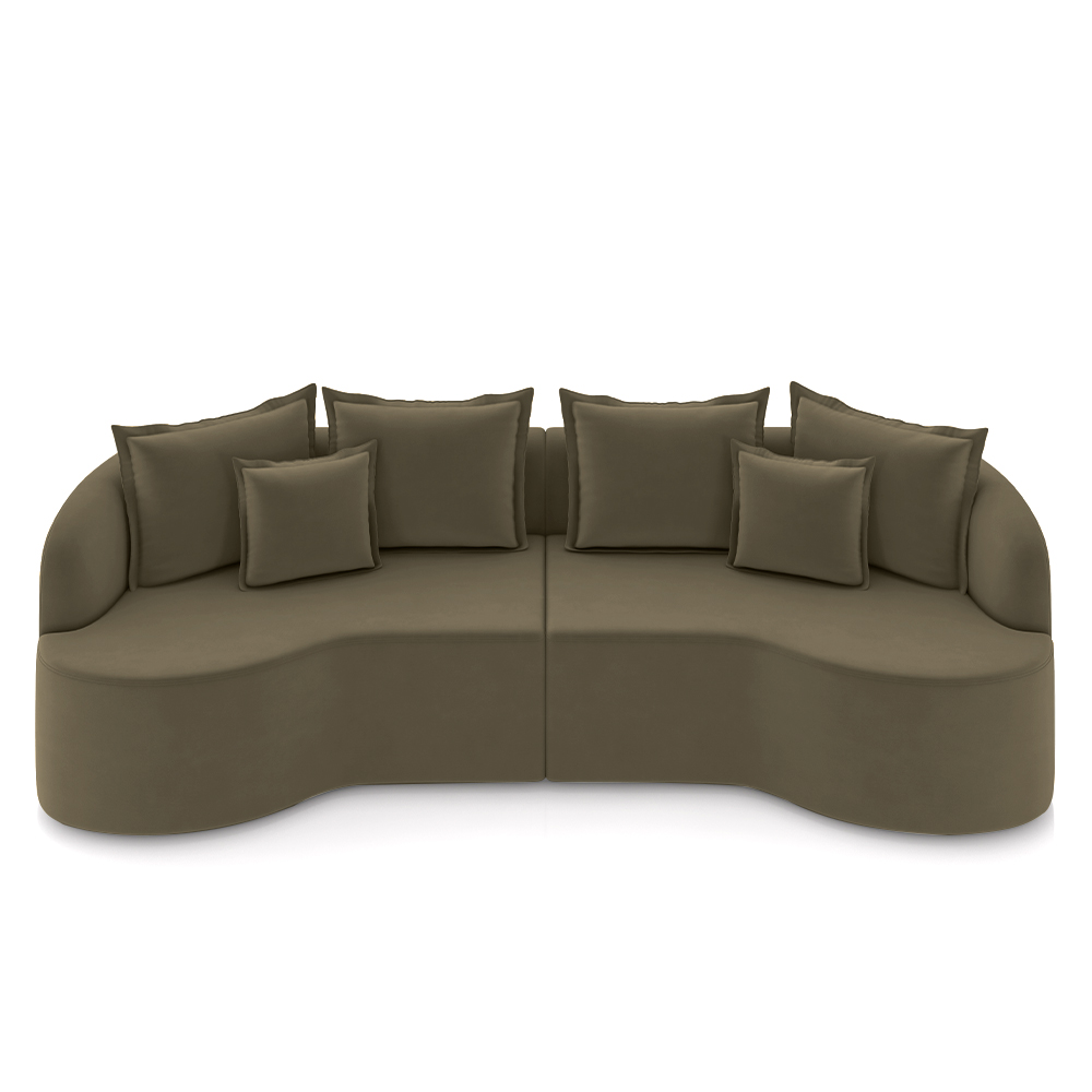 Sofá Living Decorativo Salinas 2 Lugares com Almofadas 210cm Modulado Veludo Castor G33 - Gran Belo