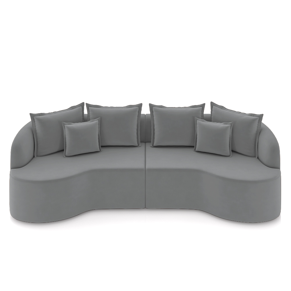 Sofá Living Decorativo Salinas 2 Lugares com Almofadas 210cm Modulado Veludo Cinza G33 - Gran Belo