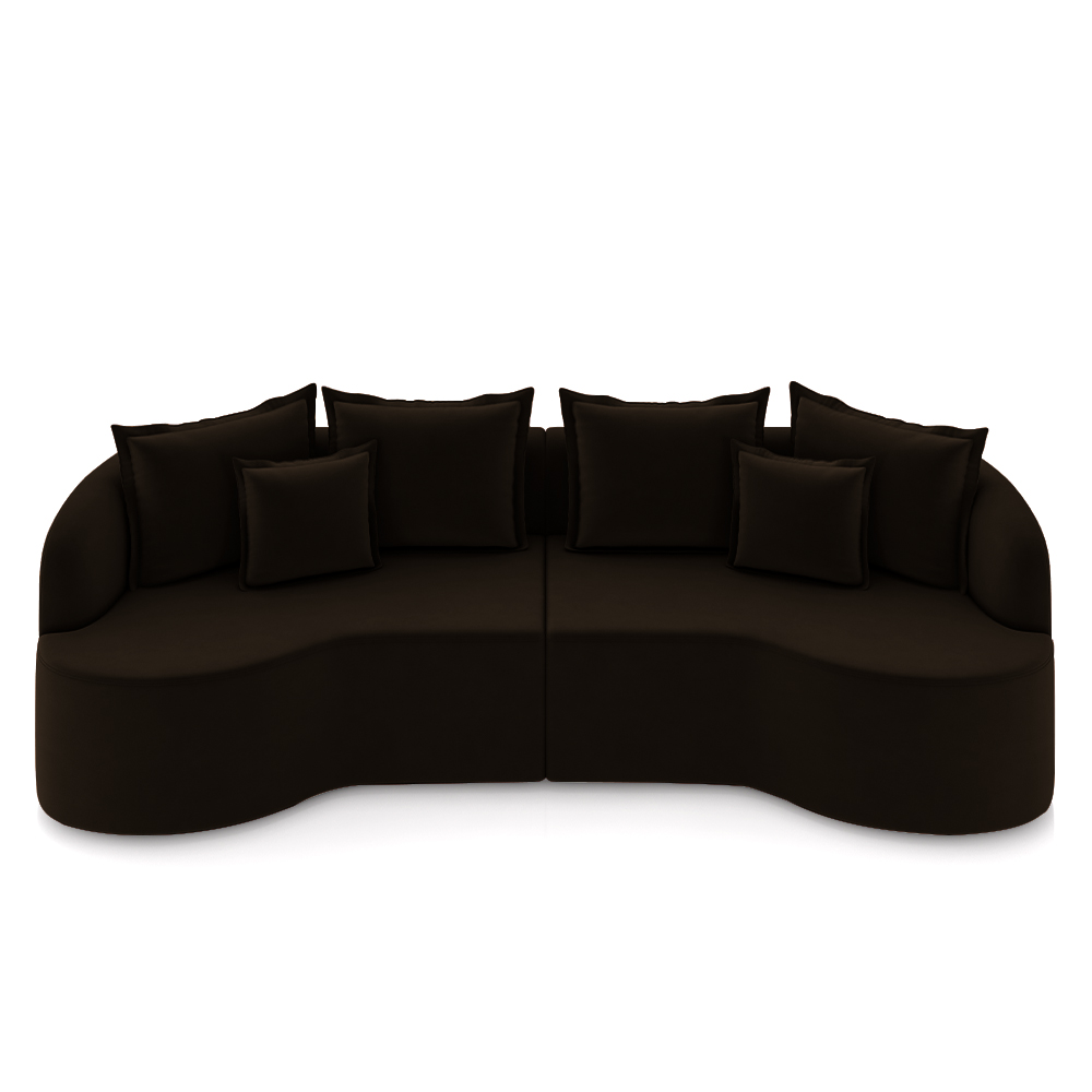Sofá Living Decorativo Salinas 2 Lugares com Almofadas 210cm Modulado Veludo Marrom G33 - Gran Belo