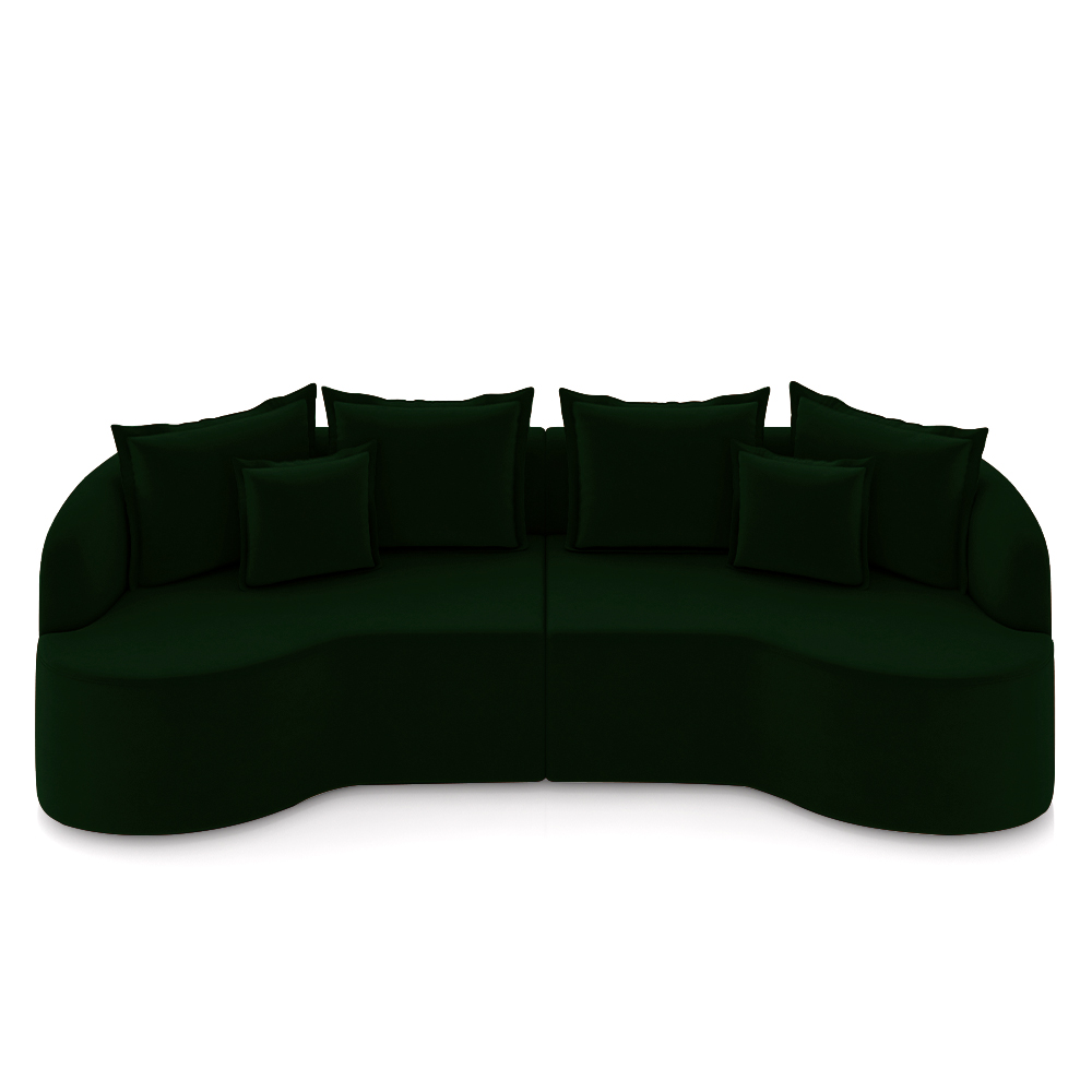 Sofá Living Decorativo Salinas 2 Lugares com Almofadas 210cm Modulado Veludo Verde G33 - Gran Belo