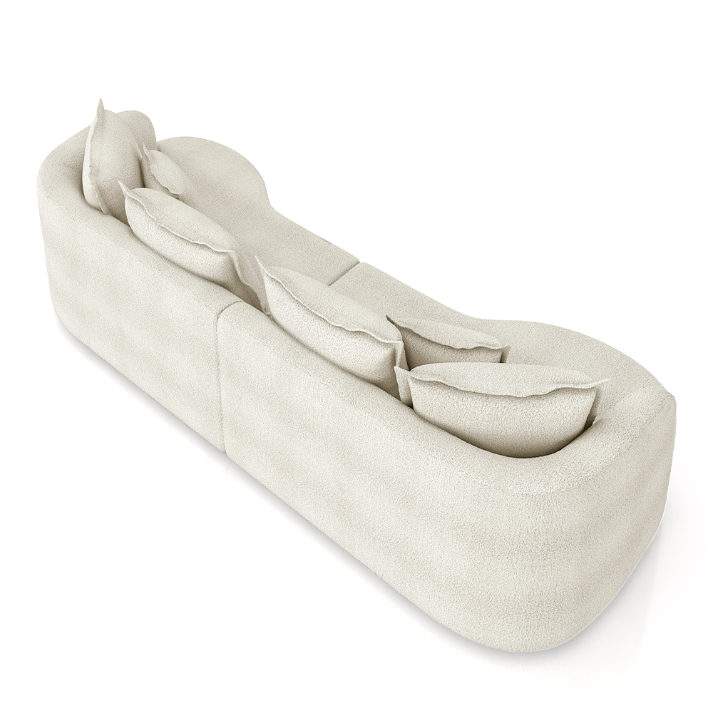Sofá Living Decorativo Salinas 3 Lugares com Almofadas 250cm Modulado Bouclê Off White G33 - Gran Belo