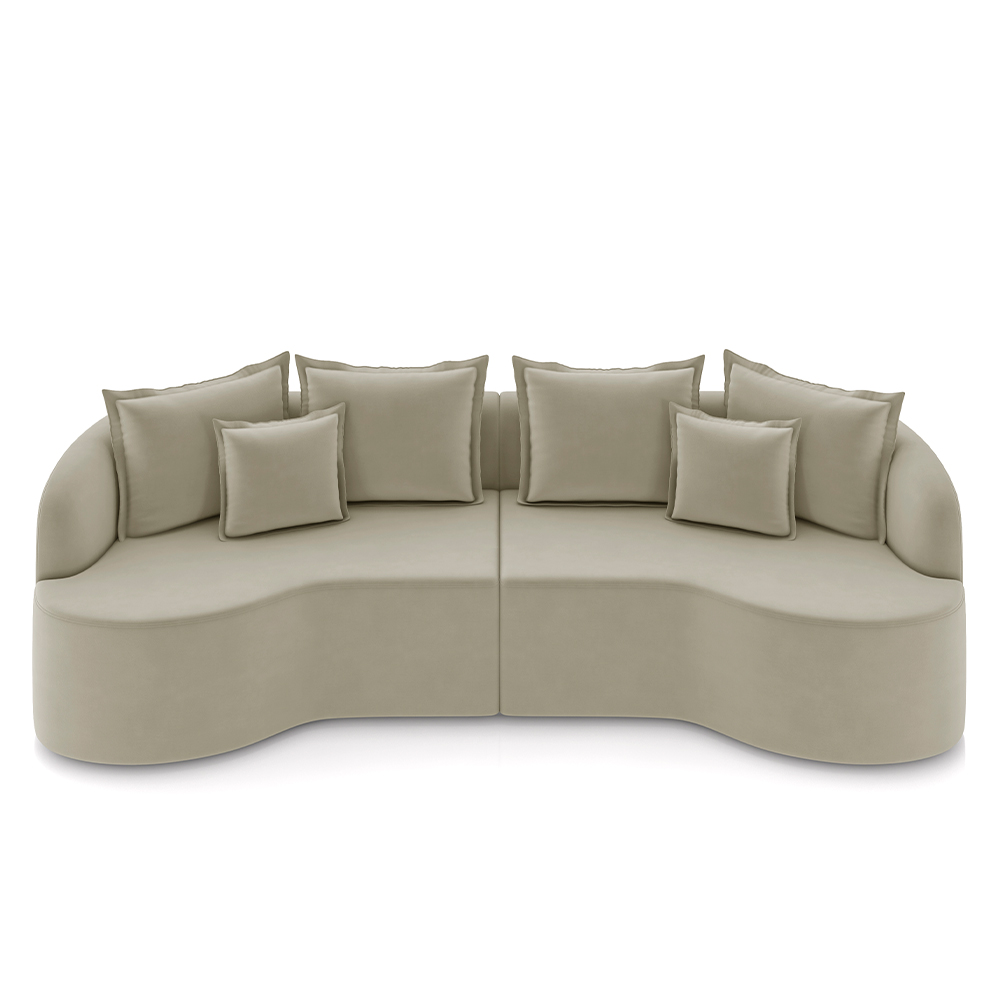 Sofá Living Decorativo Salinas 4 Lugares com Almofadas 270cm Modulado Veludo Bege G33 - Gran Belo