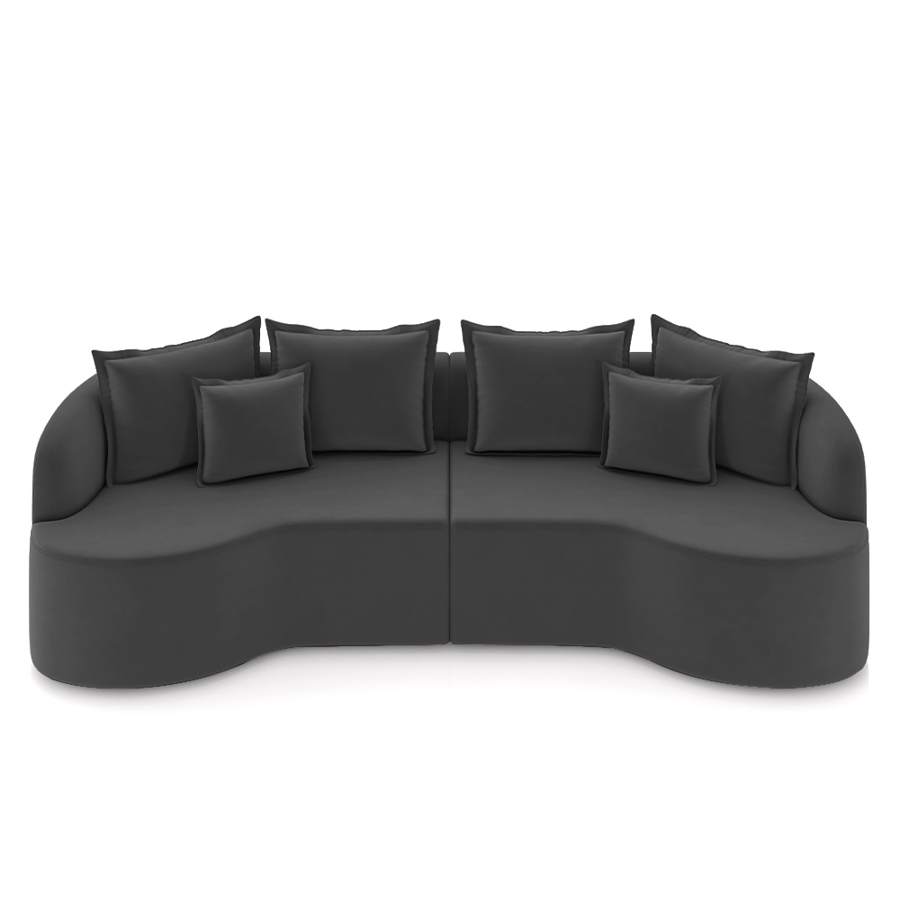 Sofá Living Decorativo Salinas 4 Lugares com Almofadas 270cm Modulado Veludo Grafite G33 - Gran Belo