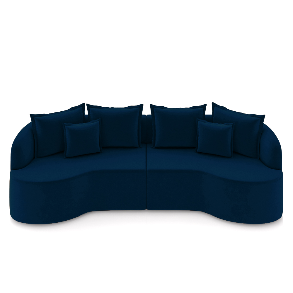 Sofá Living Decorativo Salinas 4 ou mais Lugares com Almofadas 290cm Modulado Veludo Azul G33 - Gran Belo