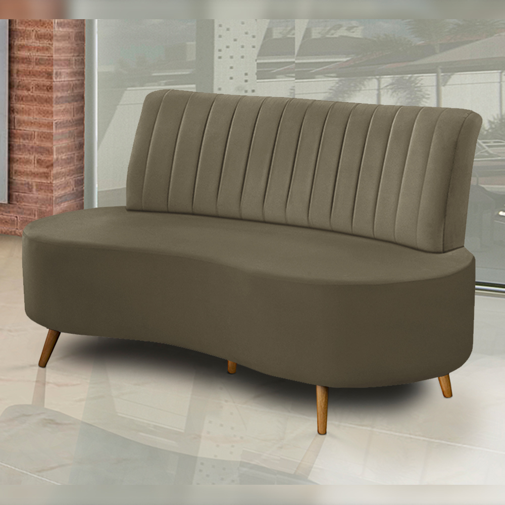 Sofá Living Katara 1,60M 2 Lugares Pés Madeira Mel Veludo Capuccino G33 - Gran Belo