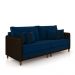 Sofá Living Montecarlo 2 Lugares Bipartido 172cm Pés em Madeira Veludo/PU Azul/Marrom G33 - Gran Belo