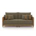 Sofá Living Montecarlo 2 Lugares Bipartido 172cm Pés em Madeira Veludo/PU Castor/Caramelo G33 - Gran Belo