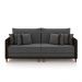 Sofá Living Montecarlo 2 Lugares Bipartido 172cm Pés em Madeira Veludo/PU Grafite/Marrom G33 - Gran Belo