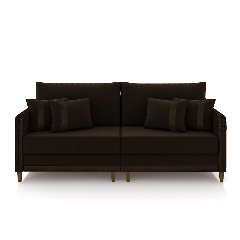 Sofá Living Montecarlo 2 Lugares Bipartido 172cm Pés em Madeira Veludo/PU Marrom G33 - Gran Belo