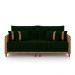 Sofá Living Montecarlo 2 Lugares Bipartido 172cm Pés em Madeira Veludo/PU Verde/Caramelo G33 - Gran Belo