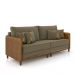 Sofá Living Montecarlo 2 Lugares Bipartido 192cm Pés em Madeira Veludo/PU Castor/Caramelo G33 - Gran Belo