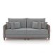 Sofá Living Montecarlo 2 Lugares Bipartido 192cm Pés em Madeira Veludo/PU Cinza G33 - Gran Belo