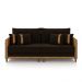 Sofá Living Montecarlo 2 Lugares Bipartido 192cm Pés em Madeira Veludo/PU Marrom/Caramelo G33 - Gran Belo