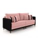 Sofá Living Montecarlo 2 Lugares Bipartido 192cm Pés em Madeira Veludo/PU Rosê/Preto G33 - Gran Belo
