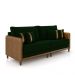 Sofá Living Montecarlo 2 Lugares Bipartido 192cm Pés em Madeira Veludo/PU Verde/Caramelo G33 - Gran Belo
