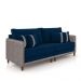 Sofá Living Montecarlo 2 Lugares Bipartido 212cm Pés em Madeira Veludo/PU Azul/Cinza G33 - Gran Belo