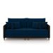 Sofá Living Montecarlo 2 Lugares Bipartido 212cm Pés em Madeira Veludo/PU Azul/Preto G33 - Gran Belo