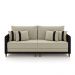 Sofá Living Montecarlo 2 Lugares Bipartido 212cm Pés em Madeira Veludo/PU Bege/Preto G33 - Gran Belo