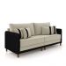 Sofá Living Montecarlo 2 Lugares Bipartido 212cm Pés em Madeira Veludo/PU Bege/Preto G33 - Gran Belo