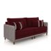 Sofá Living Montecarlo 2 Lugares Bipartido 212cm Pés em Madeira Veludo/PU Bordô/Cinza G33 - Gran Belo