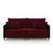 Sofá Living Montecarlo 2 Lugares Bipartido 212cm Pés em Madeira Veludo/PU Bordô/Preto G33 - Gran Belo