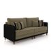 Sofá Living Montecarlo 2 Lugares Bipartido 212cm Pés em Madeira Veludo/PU Castor/Preto G33 - Gran Belo