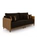 Sofá Living Montecarlo 2 Lugares Bipartido 212cm Pés em Madeira Veludo/PU Marrom/Caramelo G33 - Gran Belo
