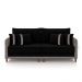 Sofá Living Montecarlo 2 Lugares Bipartido 212cm Pés em Madeira Veludo/PU Preto/CinzaG33 - Gran Belo