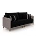 Sofá Living Montecarlo 2 Lugares Bipartido 212cm Pés em Madeira Veludo/PU Preto/CinzaG33 - Gran Belo
