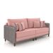 Sofá Living Montecarlo 2 Lugares Bipartido 212cm Pés em Madeira Veludo/PU Rosê/Cinza G33 - Gran Belo